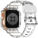 XYF Compatible for Crystal Clear Apple Watch Bands, 45mm 44mm 42mm Bumper Case for Men Women Jelly Sport Case Band for iWatch Ul
