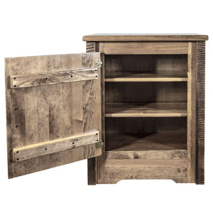 Montana Woodworks Homestead Collection Accent Cabinet With Laser Engraved Moose Design, Left Hinged, Stain & Clear, Stained & Cl