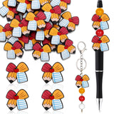 YooNotee 36 Pcs Back to School Gifts for Teacher Pencil Focal Beads for Pens DIY Bow Silicone Beads Crafts First Day of School G