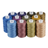 Simthread 12 Multi Colors 100% Cotton Sewing Thread 50s/3 Thread for Quilting etc - 550 Yards Each 12C02