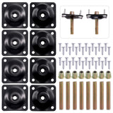 Swpeet 8 Sets Black 12 Degree + Flat Angled Leg Mounting Plates with Hanger Bolts Screws, Furniture Leg Attachment Plates Indust