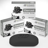 HERBOGANIC Charcoal Herbal Soap | Pack of 3 of 5oz soap Bar | Natural Bar Soap for Face and Body | Hydrating and Nourishing | Su