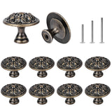 OctinPris 10x Euro Style Antique Brass Kitchen Cabinet Knobs Pull - Vintage Drawer and Dresser Round Handles - Antique Bronzed F