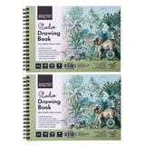 BRUSTRO Studio Drawing Book, Blank 80 Pages, Wiro Bound, A5 (5.8x8.3 inches), 140 GSM, Perforated Sheets (Pack of 2)| Drawing,Sk