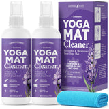 Durabasics Yoga Mat Cleaner Spray - Lavender Scent - 2 Pack (4 oz Each) with Microfiber Towel - Mat Spray Cleaner for Sweat & Od