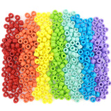 Yiizzxin 3000Pcs 6x9mm Smooth Pony Beads,Polished 7-color Rainbow Acrylic Pony Beads Bulk,Craft Loose Beads Set for DIY Beading 