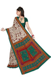Tamaira Fashion Womens Plain Weave Pure Cotton Saree Without Blouse Piece(1560_Beige&Seagreen)