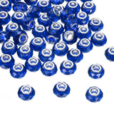 HARFINGTON 100Pcs 14mm Large Hole Acrylic Beads Blue European Loose Round Faceted Rhinestone Craft Bead for DIY Bracelet Necklac
