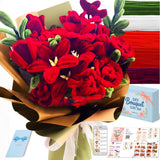 NREDXOON Pipe Cleaner Flower Kit - 500PCS Upgraded 8mm Thick Chenille Stems -Shed-Free DIY Pipecleaner Bouquet Set with Video Tu