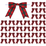 Meseey 30 Pcs Gingham Ribbon Bows with Twist Tie Buffalo Check Premade Craft Bows for Gift Wrapping Basket Wedding Baby Shower B