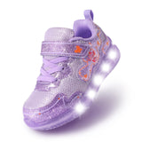 AMZKC ZKA7 Butterfly Toddler Light Up Shoes for Girls Size 11 Little Kids Purple