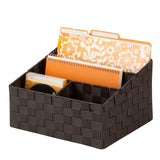 HoneyCanDo OFC03611 Woven Mail and File Desk Organizer, 12 x 10.25 x 7, Espresso Brown