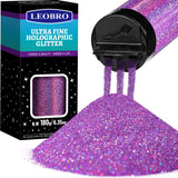 LEOBRO Purple Glitter, 180G/6.35OZ Holographic Ultra Fine Glitter for Resin, Crafts, Tumblers, Nail Body, Holographic Light Purp