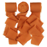 SHUNSTONE Terracotta Ribbon Fringe Silk Ribbon 1.5x 7Yd x 3 Rolls Handmade Ribbon for Gift Wrapping, Wedding Decoration, Gre