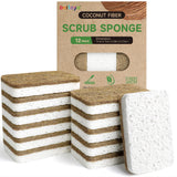 Natural Kitchen Sponges12 Pack, Cellulose & Coconut Scrubber Dish Sponges