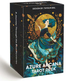 DPEHAKMK Azure Arcana Tarot Deck, 78 Tarot Cards with General Guidebook, Artistic Blue and Gold Fantasy Tarot Card for Beginners