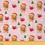 Erosebridal Cute Gingerbread Man Fabric by The Yard Christmas Ornaments Upholstery Fabric Cartoon Xmas Tree Decorative Fabrics C