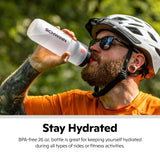 Schwinn Translucent Sport Water Bottle And Bottle Holder Combo, 26 Oz Or 750 Ml, Bpa-Free Squeeze Sport Bottle With Ounce Marker