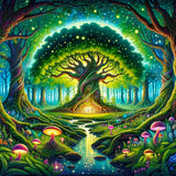 Diamond Art Kits for Adults Tree of Life, DIY 5D Diamond Painting Kit for Beginners Green Forest, Full Round Drill Gem Art Dots 