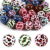 15Pcs Acrylic Beads Round 16mm Leopard Print Fit for DIY Jewelry Bracelet Necklace Keychain Beadable Pens Mobile Phone Chain Mak