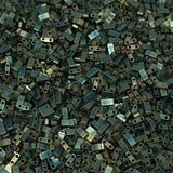Miyuki Half Tila Beads - 2 Hole Rectangle Beads, 5x2.3x1.9 mm, 5 Grams Glass Beads Matte Metalic Green (HTL2008)
