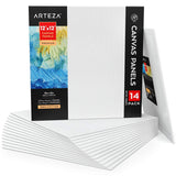 Arteza Canvas Boards for Painting, Pack of 14, 12 x 12 Inches, Square Blank Canvas Panels, 100% Cotton, 12.3 oz Gesso-Primed, Ar