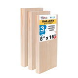 U.S. Art Supply 8 x 16 Birch Wood Paint Pouring Panel Boards, Gallery 11/2 Deep Cradle (Pack of 3) Artist Depth Wooden Wal