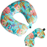 Chumbak Jaipurscape Travel Pillow With Plush Eye Mask | Stylish And Trendy Printed Neck Pillow For Travel/Home/Office |Travel Es