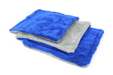 Autofiber Amphibian Mini Dual Side Glass Cleaning Microfiber Towel One Side Twist, One Side Plush 8inchx8inch (Blue/Gray)