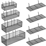 Hicarer 8 Pack Pegboard Baskets and Peg Board Racks Set, Pegboard Hooks, Square Style Wire Shelf Baskets, for Organize Tools, Wo