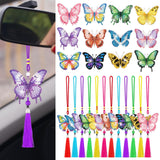 JenPen 12 Pcs Diamond Painting Car Ornaments Butterfly Diamond Art Ornament for Car Double Sided Painting Hanging Ornament Garde