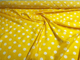 New Creations Fabric & Foam Inc, 60 Wide by Premium Polka Dot Poly Cotton Fabric (White Dot on Yellow, 2 Yards)