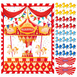 Faccito Carnival Circus Party Games Pin The Stickers on The Large Poster with 24 Pcs Stickers Blindfold Carnival Pin Game Set fo