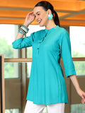 Libas Women'S Straight Tunics (58215_Rama Turquoise Blue Turquoise Blue M