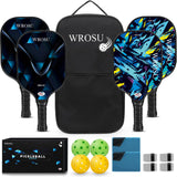 WROSU Pickleball Paddles Set of 4 Carbon Fiber | 2024 USAPA Approved Equipment W/Accessories | Core Carbon Fiber Pickleball Racq