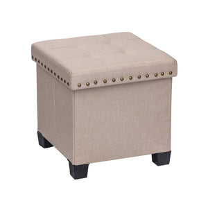 Nathan James 71103 Payton Foldable Storage Ottoman Footrest And Seat Cube, Beige