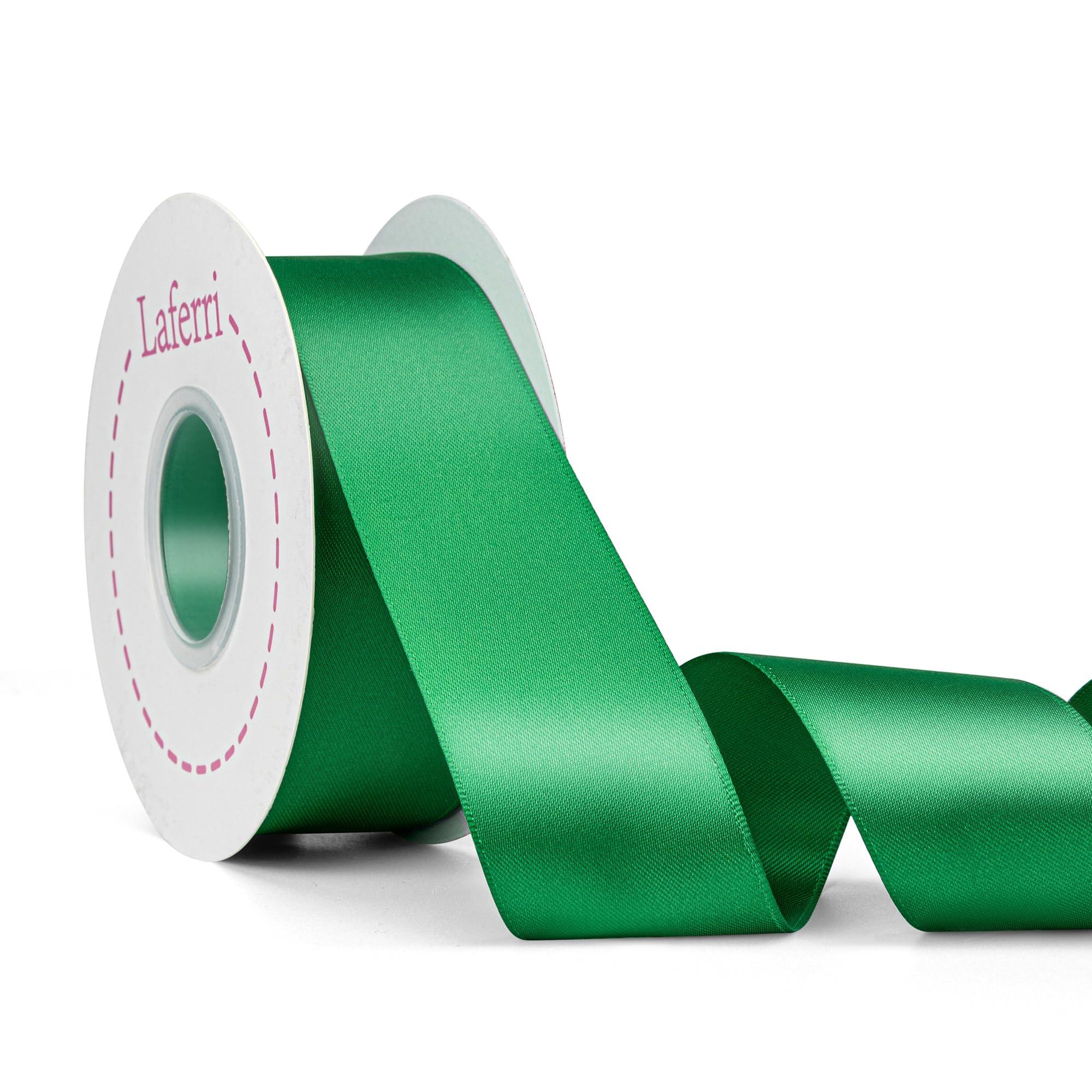 Laferri Emerald Satin Ribbon Double Faced,1-1/2 X 25 Yards,Fabric Ribbon Use for Gift Wrapping DIY Craft Floral Bouquets Wedding