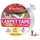 XFasten Extra Sticky Carpet Tape - 2-in x 30-Yard, Double Sided Rug Tape for Carpet, Ideal for Homes with High-Foot Traffic & Pe