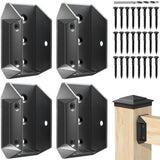 Toscoco 4 Pcs Heavy-Duty Aluminum Deck Railing Bracket Connectors for 2x4 (Actually 1.5x3.5) Wood Post to Handrail Connection, R