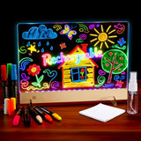 LED Drawing Board for Kids Rechargeable,Acrylic Light Up Drawing Tablet, LED Note Board with Colors,Light Up Dry Erase Board,Cle
