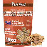 Real Meat Dog Treats - 12oz Bag of Bite-Sized Air-Dried Venison Jerky for Dogs - Grain-Free Jerky Dog Treats Made up of 95% Huma