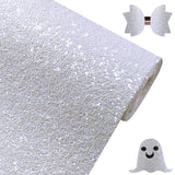 Greatdiy Sparkly Snow White Chunky Glitter Faux Leather Roll 12 x 52 inch Shiny Solid Color Winter Fabric for Bows Earrings Craf