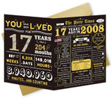 BENNLOOS Happy 17th Birthday Cards Gifts for Son Daughter, Big 17th Birthday Decorations for Girls Boys, Funny 17 Year Old Birth