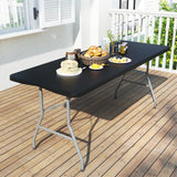 IWDOO Foldable Table 6ft, Plastic Folding Table, Portable Heavy Duty Dining Tables with Lock Function & Carrying Handle, Outdoor