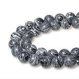 MJDCB Synthesis Colour Malachite Beads Beautiful Fashion Round Stone Beads for DIY Jewelry Making 15 (6mm, Black - White)