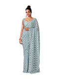 Womanista Womens Woven Georgette Ready to Wear Saree (TI_3325_Blue)