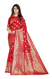 Sugathari Womens Banarasi Saree Pure Kanjivaram Silk Saree Soft New Ladies 2023 Design Wear Pattu Sarees Latest Cotton Party Sari Collections With Blouse Piece For Wedding Sadi (Pari S-2 Red)