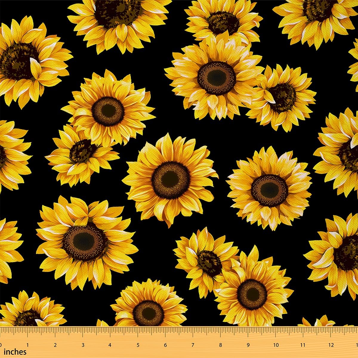Fall Sunflower Fabric by The Yard Country Style Rustic Farm Plants Fabric for Kids Teens Adults Watercolor Floral Garden Plant D