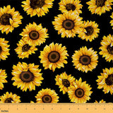 Fall Sunflower Fabric by The Yard Country Style Rustic Farm Plants Fabric for Kids Teens Adults Watercolor Floral Garden Plant D
