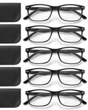 JOLISU 5 Pack Reading Glasses For Women,Spring Hinges, Sturdy and Durable(1.50